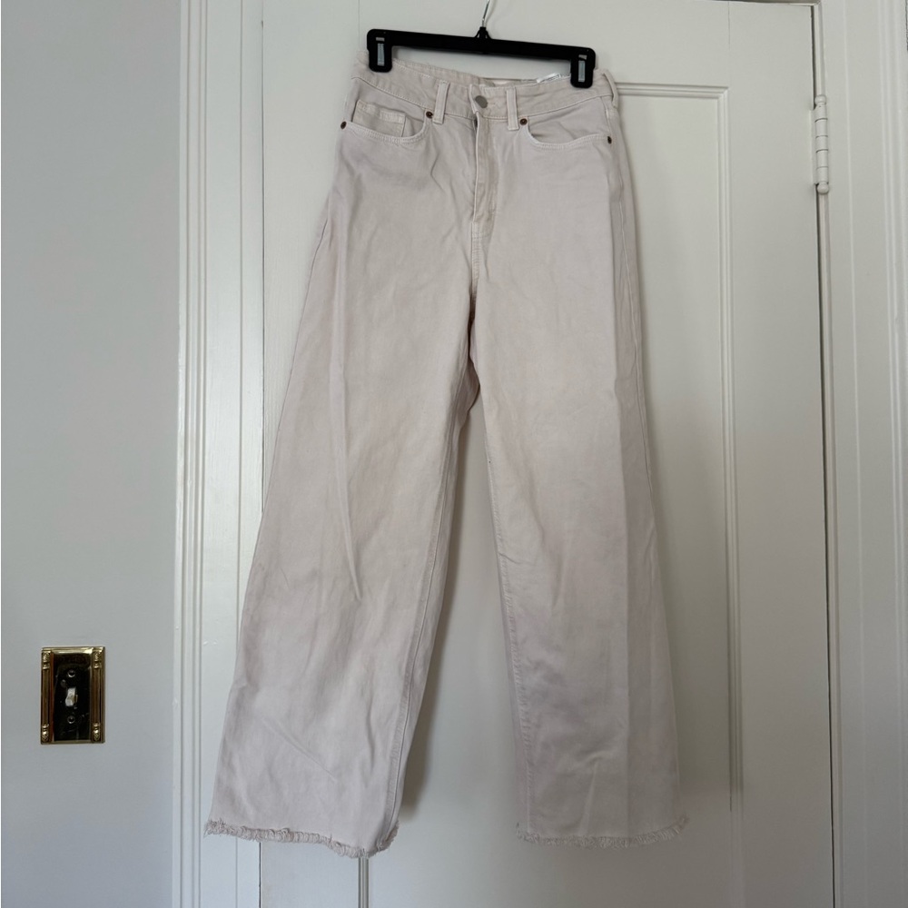 H&M cream straight leg jeans